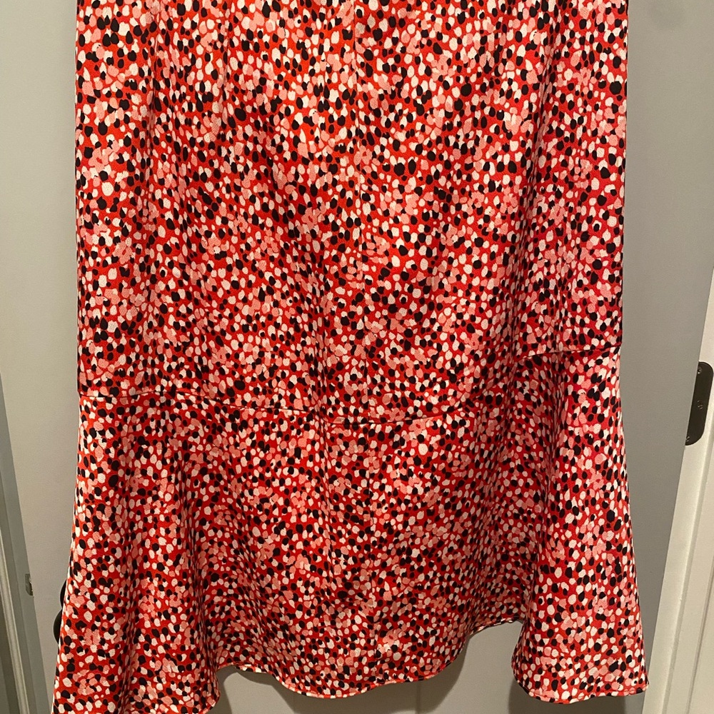 Talbots Red Ruffled Midi A-line Skirt for Casual Wear